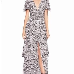 AFRM Maxi Dress Womens Size 10 Animal Print Tiered Boho Chic Whimsical‎ Glam